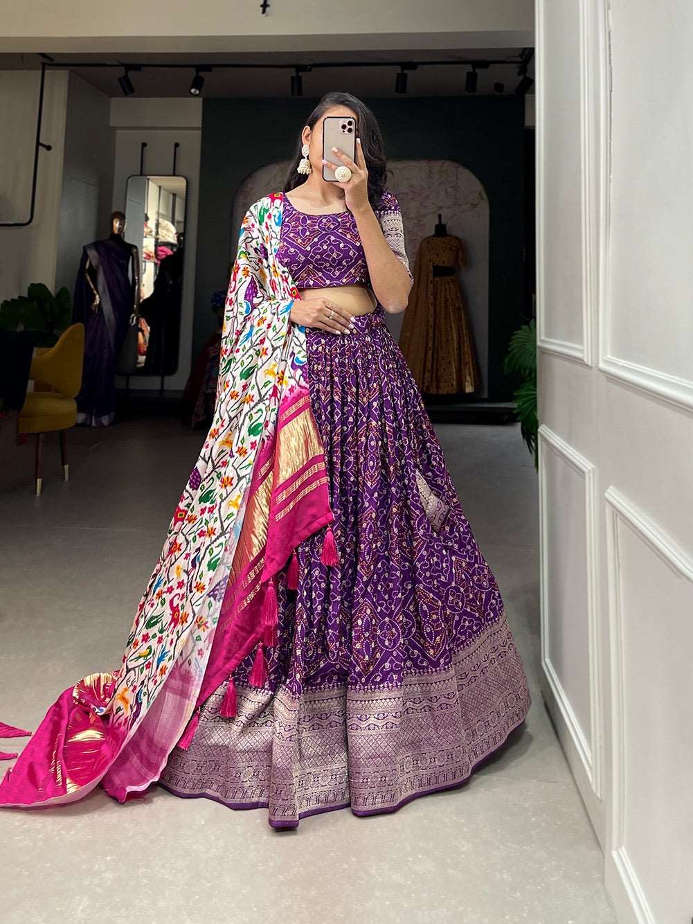 Dola silk printed premium fully stitched lehenga