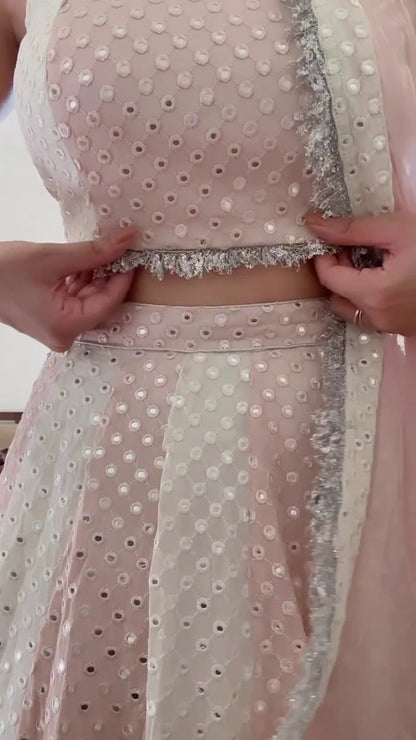Cream & Pale Pink Beautiful Casual Lehenga Choli Fully Stitched