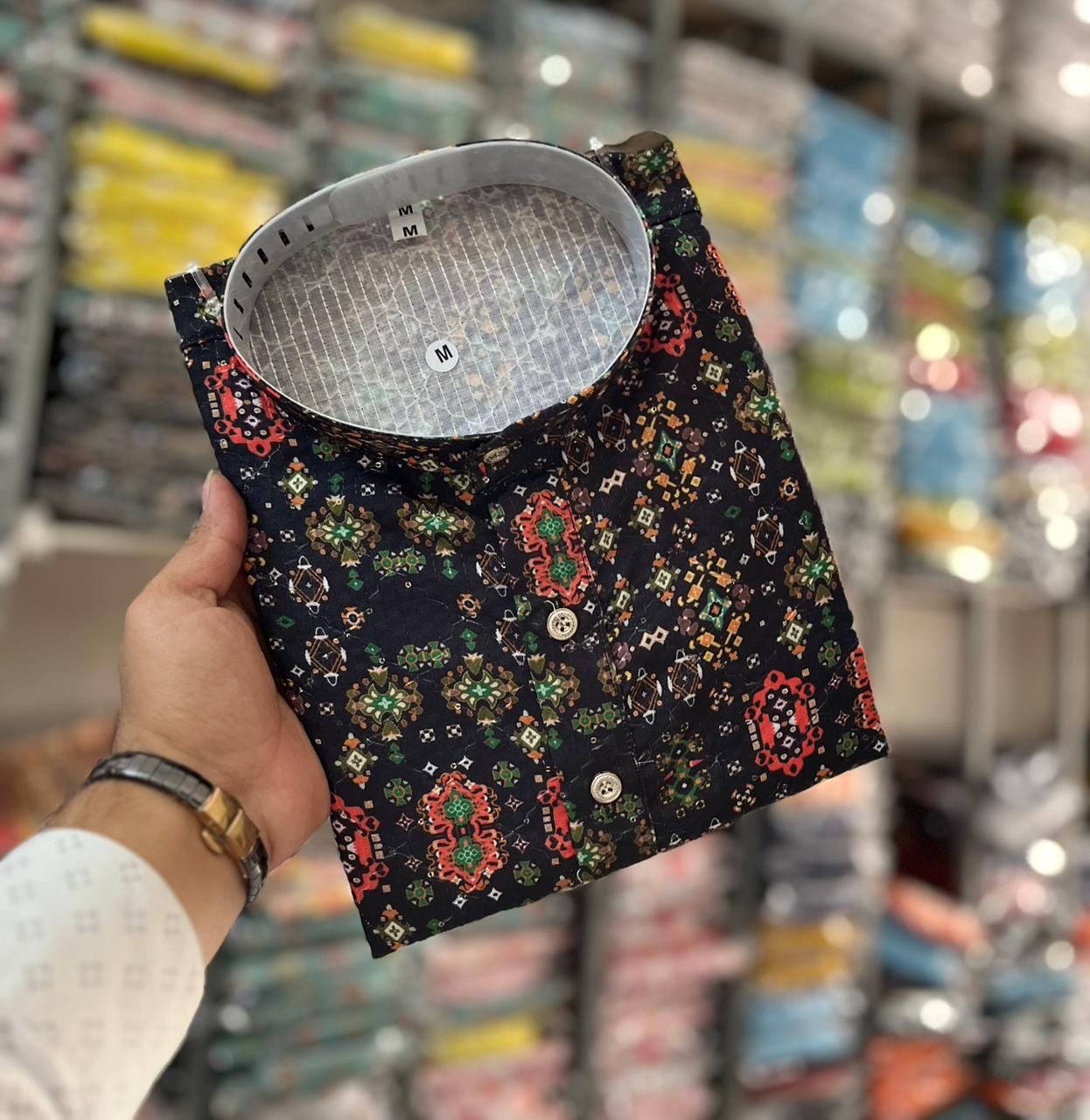 Father-Son Matching Cotton Printed Kurta Set with Pajama