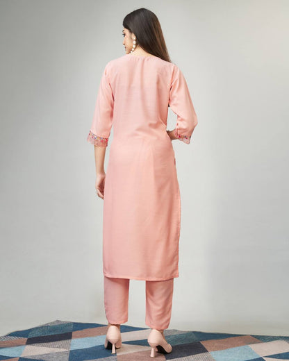 Pink viscose fabric kurti set