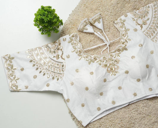 Ruhi - Beautiful Copper Gold Embroidered Work Fully Stitched Blouse to pair with Saree or Lehenga
