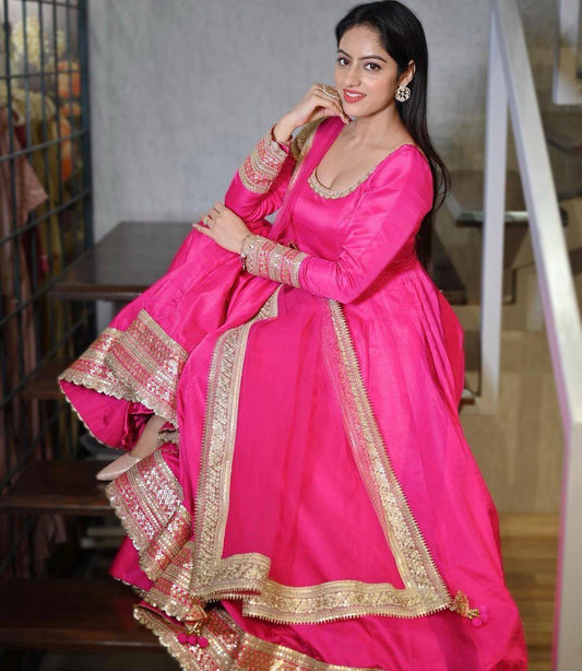 Rani Pink Classic Simple fully stitched Gown