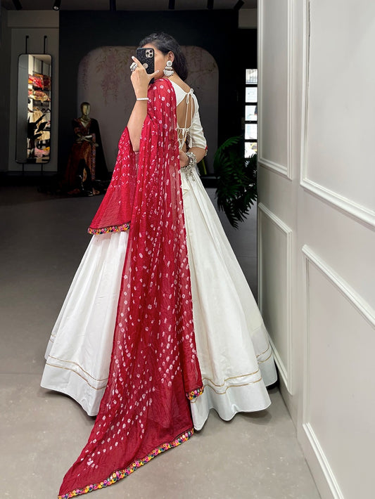 Pure cotton lehenga with bandhej print dupatta