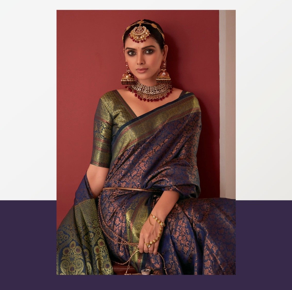 Pure Kashmira Silk Premium saree with stitched blouse