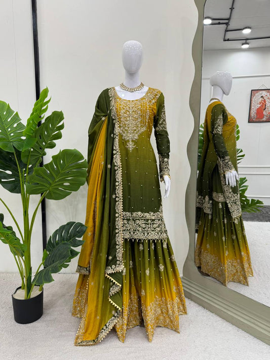 Premium work dual tone Sharara set fully stitched