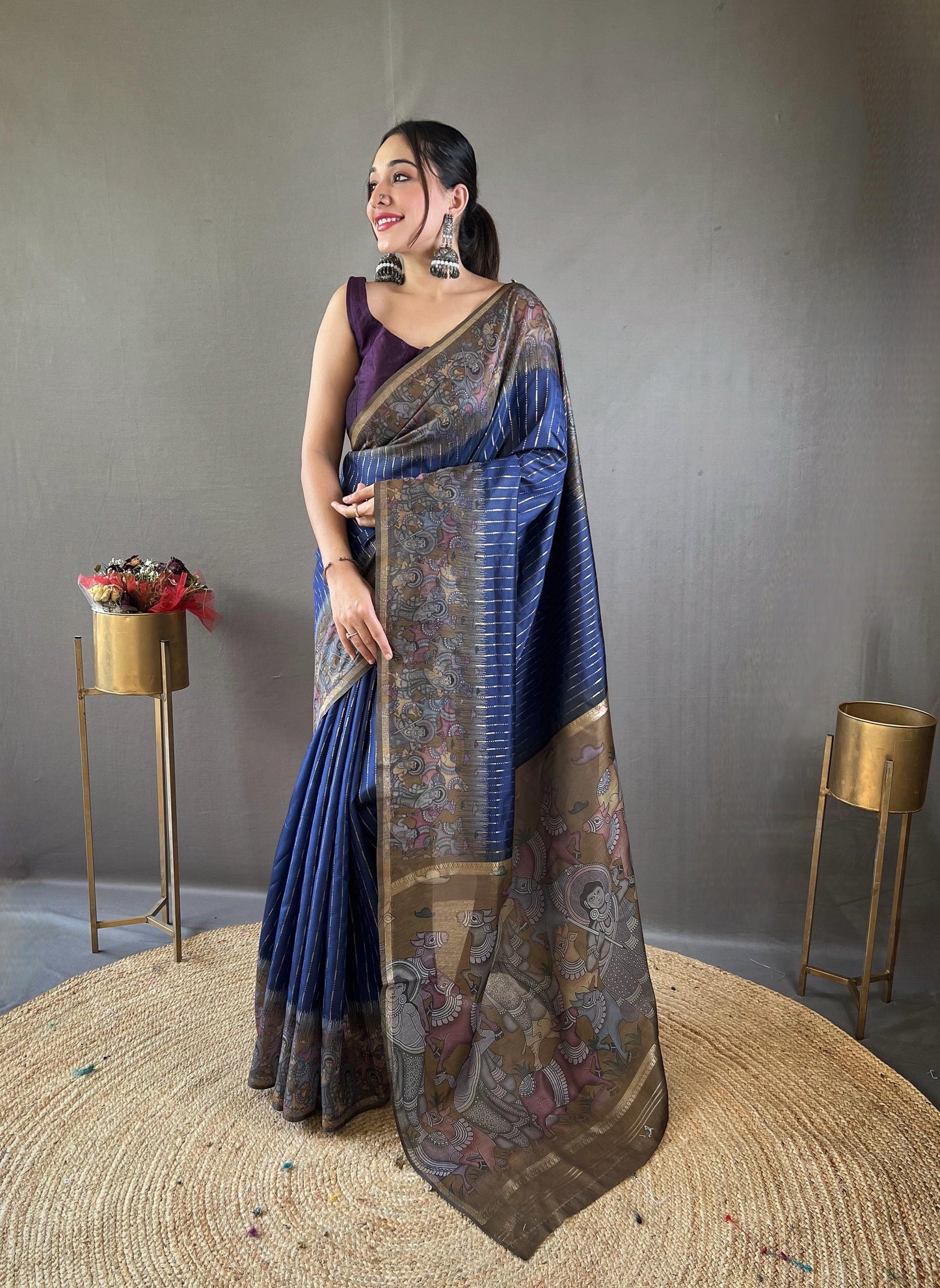 Smriti - Soft Chanderi Silk Saree with Prints and Stitched Blouse Options