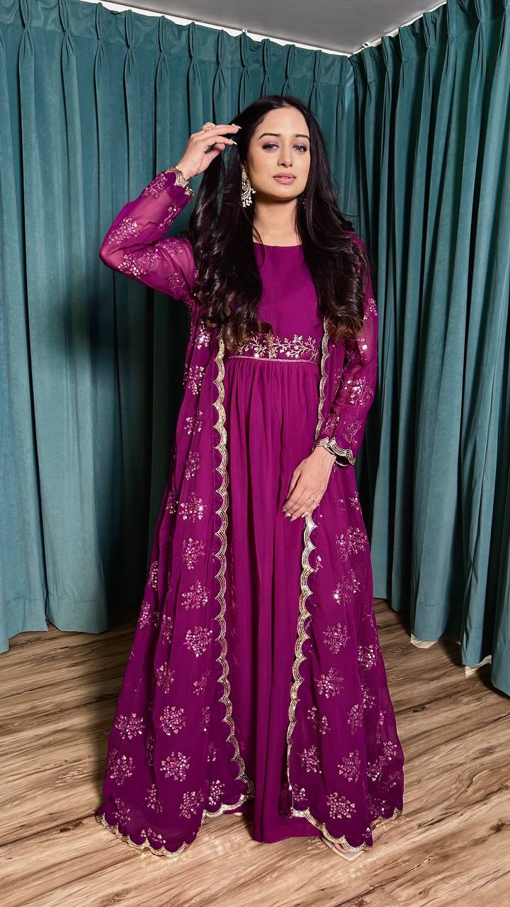 Georgette gown with Koti indo western style