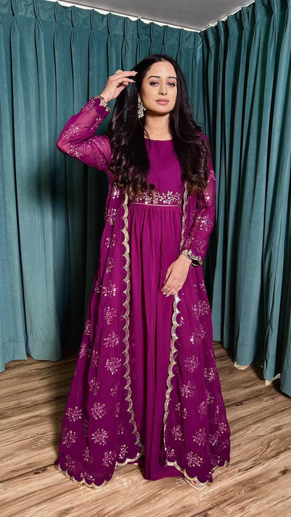 Georgette gown with Koti indo western style