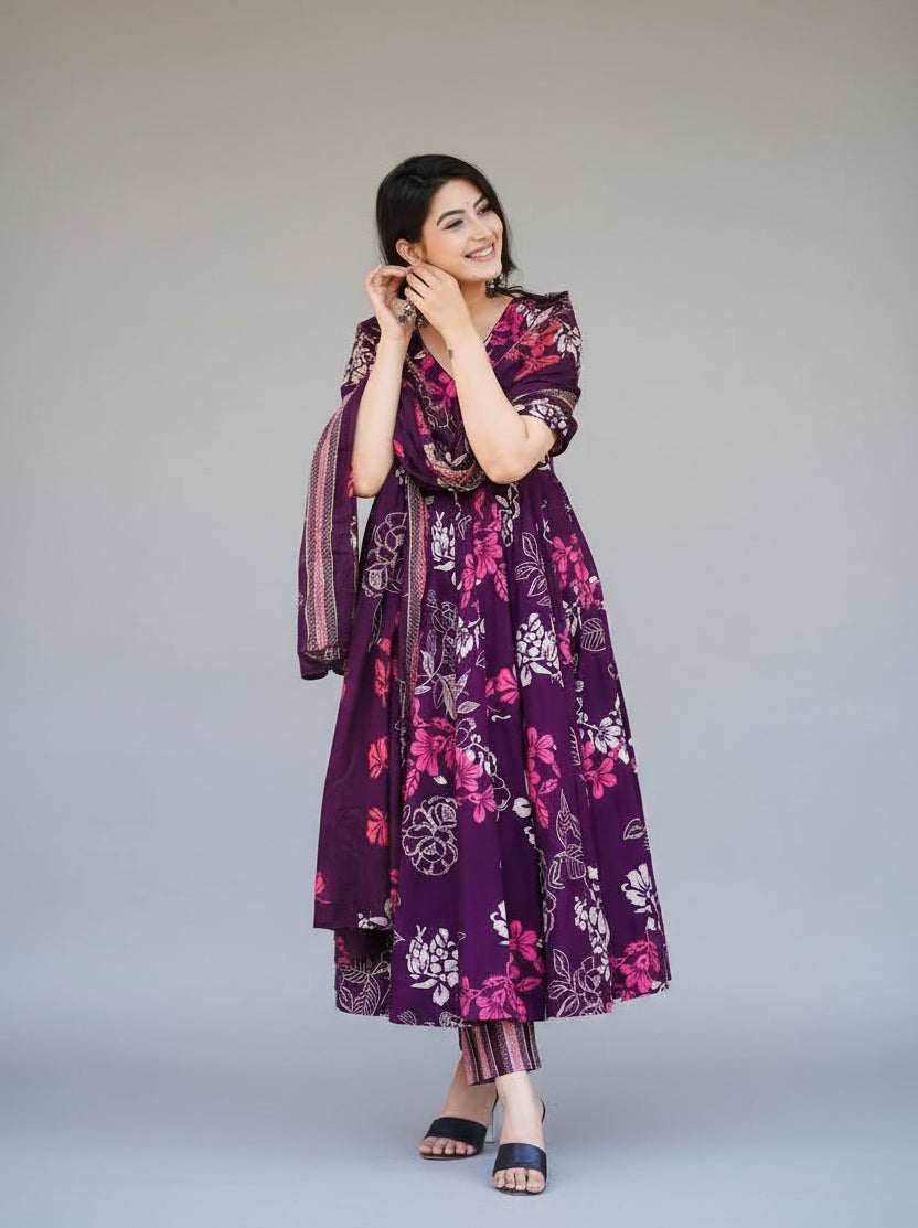 Floral Soft Silk Printed Casual Kurti Pant Set Fully Stitched upto 6XL Sizes