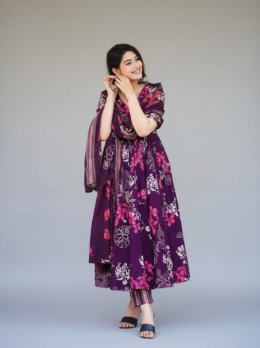 Floral Soft Silk Printed Casual Kurti Pant Set Fully Stitched upto 6XL Sizes
