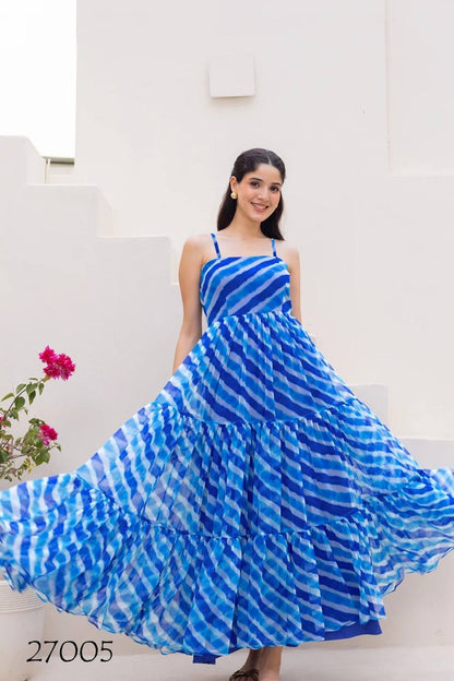 Royal Blue Beautiful Floral Printed Soft Georgette Fabric Casual Wear Readymade upto 6XL sizes