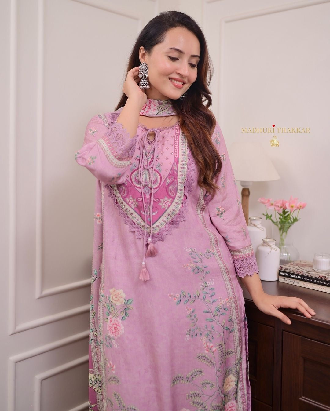 Baby Pink Linen Readymade Suit