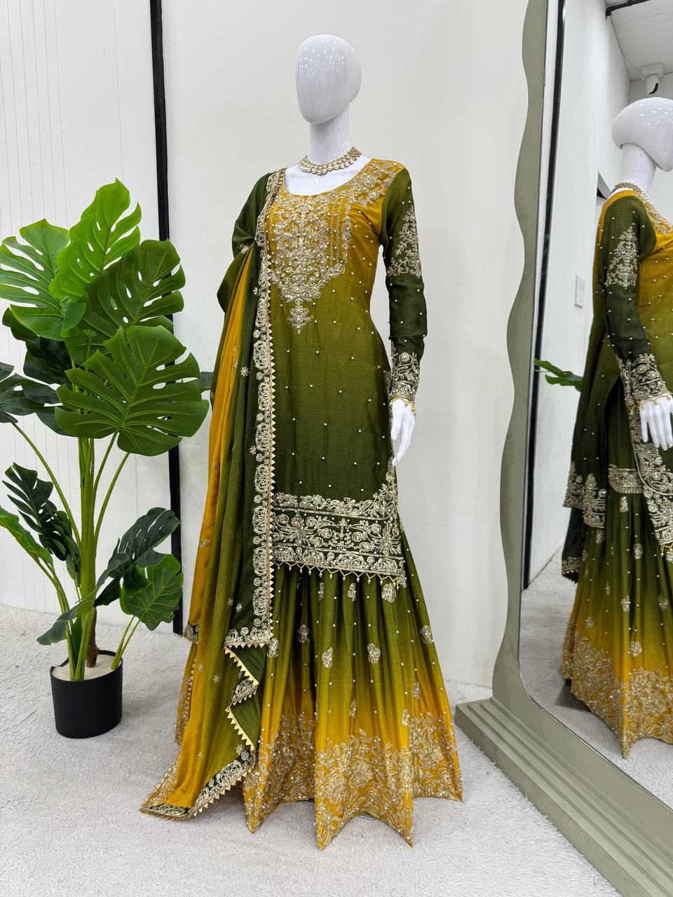Premium work dual tone Sharara set fully stitched