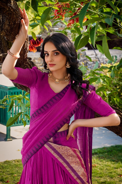 Priyaa - Beautiful Chanderi Cotton Fully Stitched Lehenga