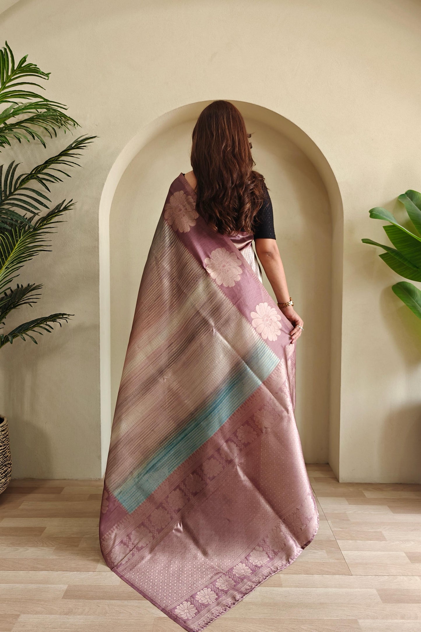 Resham - Silk Saree with Silver Zari Motif Weaved With Stitched Blouse Options