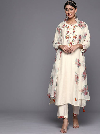 Off white floral printed kurta set