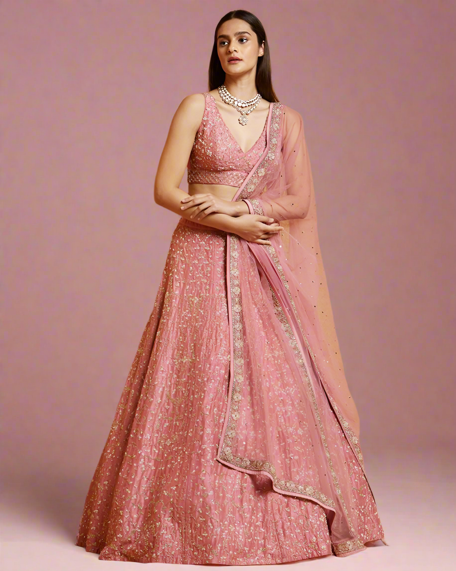 Hawaain Peach Premium Readymade Lehenga Choli