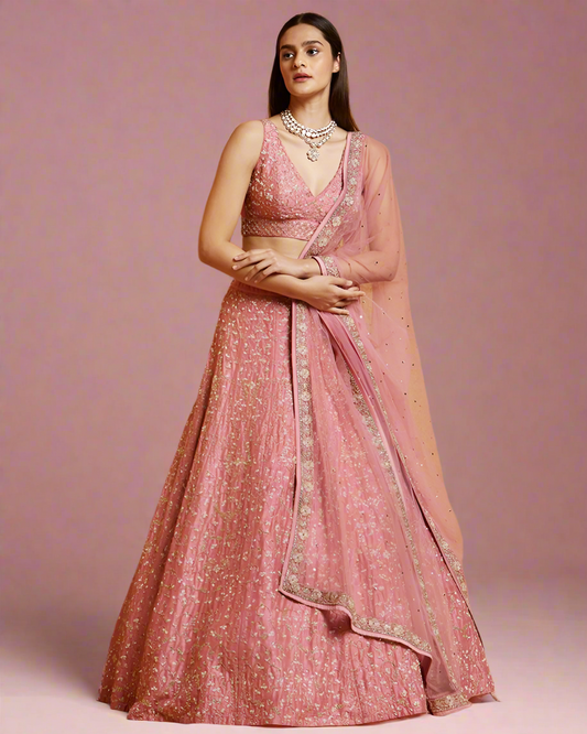Hawaain Peach Premium Readymade Lehenga Choli