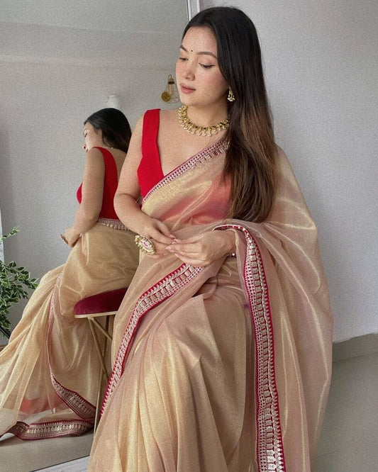 Pure organza soft saree with fully stitched blouse