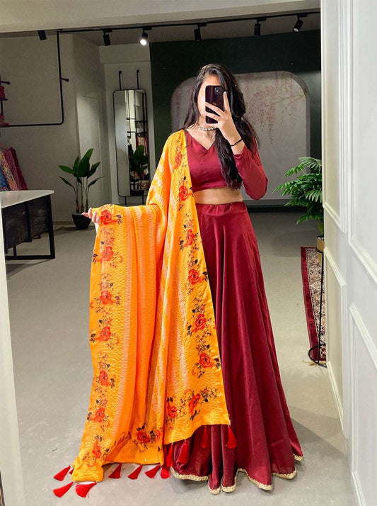 Casual maroon lehenga