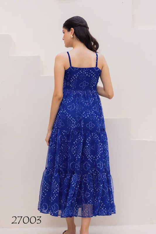 Blue Beautiful Floral Printed Soft Georgette Fabric Casual Wear Readymade upto 6XL size