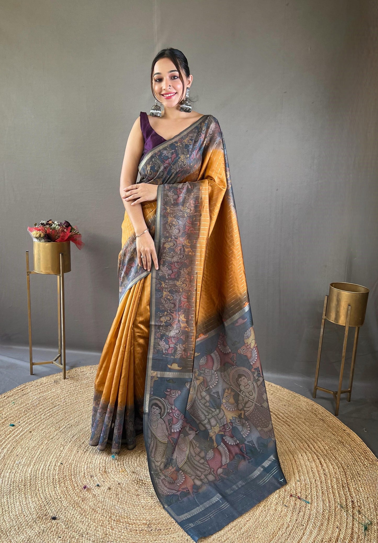 Smriti - Soft Chanderi Silk Saree with Prints and Stitched Blouse Options