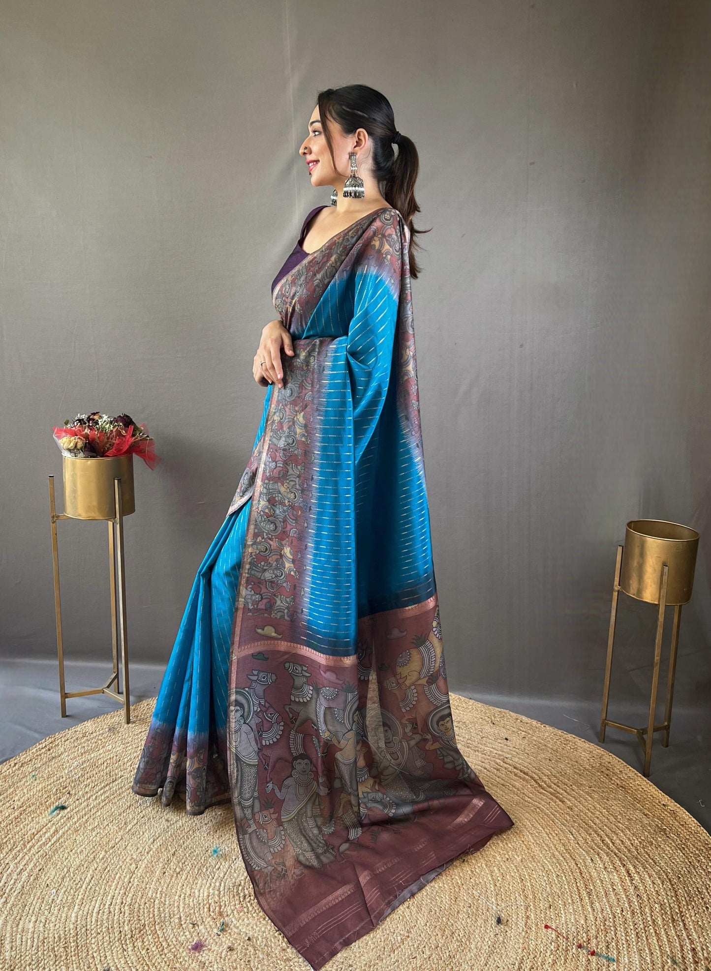 Smriti - Soft Chanderi Silk Saree with Prints and Stitched Blouse Options