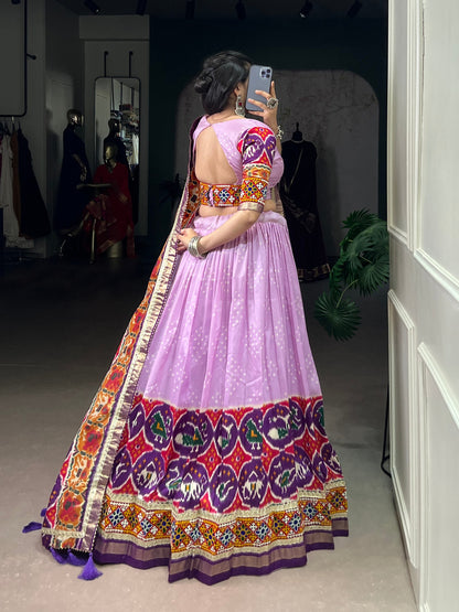 Varni - Beautiful Gamthi Work Printed Silk Chaniya Cholis Fully Stitched