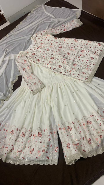 Premium off white sharara suit