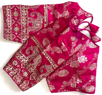 Beautiful silk blouse with work in readymade sizes