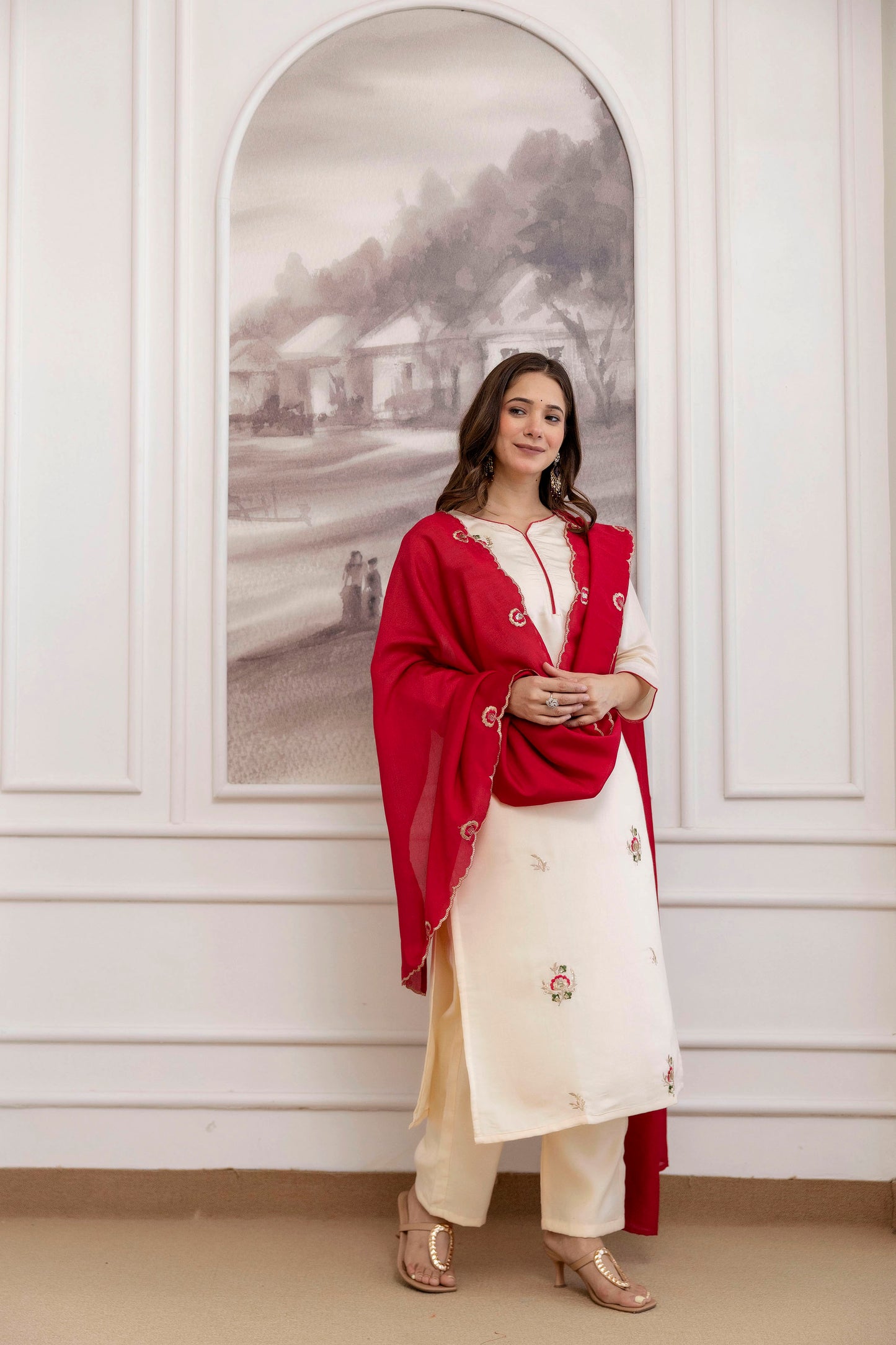 Creame Soft Chanderi Silk Kurti Lightweight and Minimal Fully Stitched