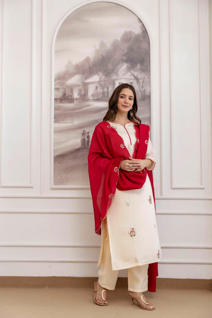 Creame Soft Chanderi Silk Kurti Lightweight and Minimal Fully Stitched