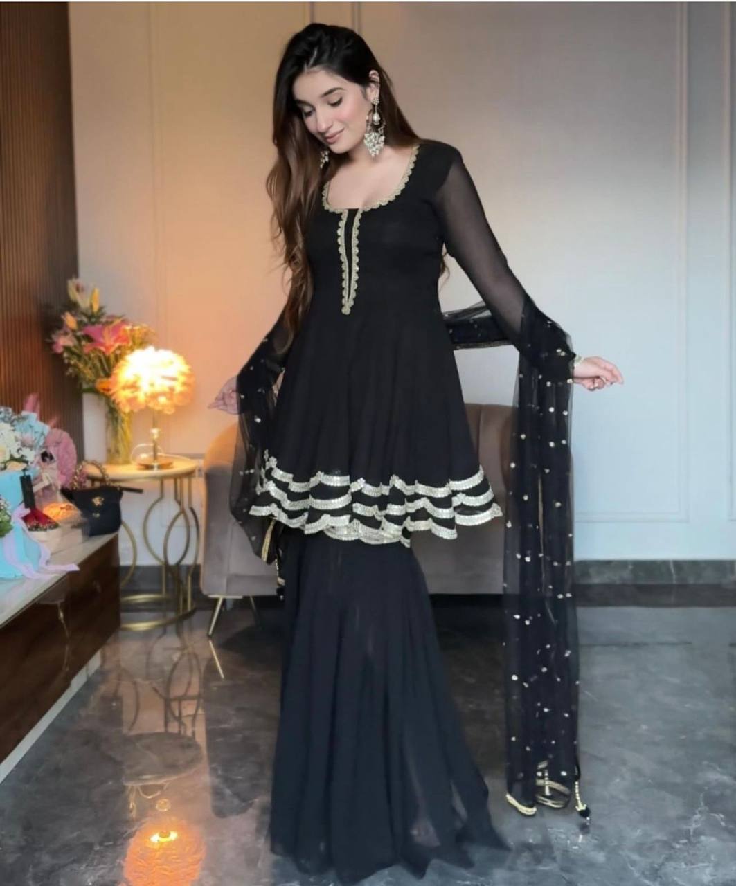 Classic Black Sharara Set