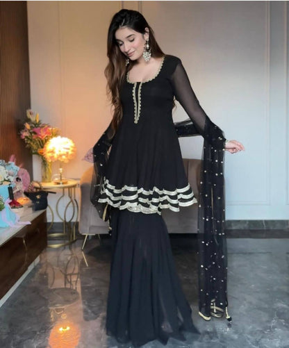 Classic Black Sharara Set