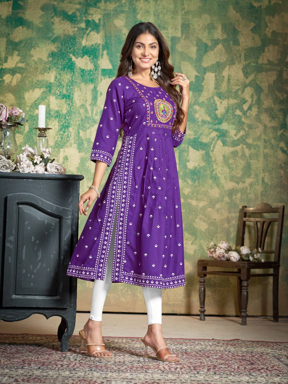 Sakhi - Soft Cotton Embroidered Kurti Set