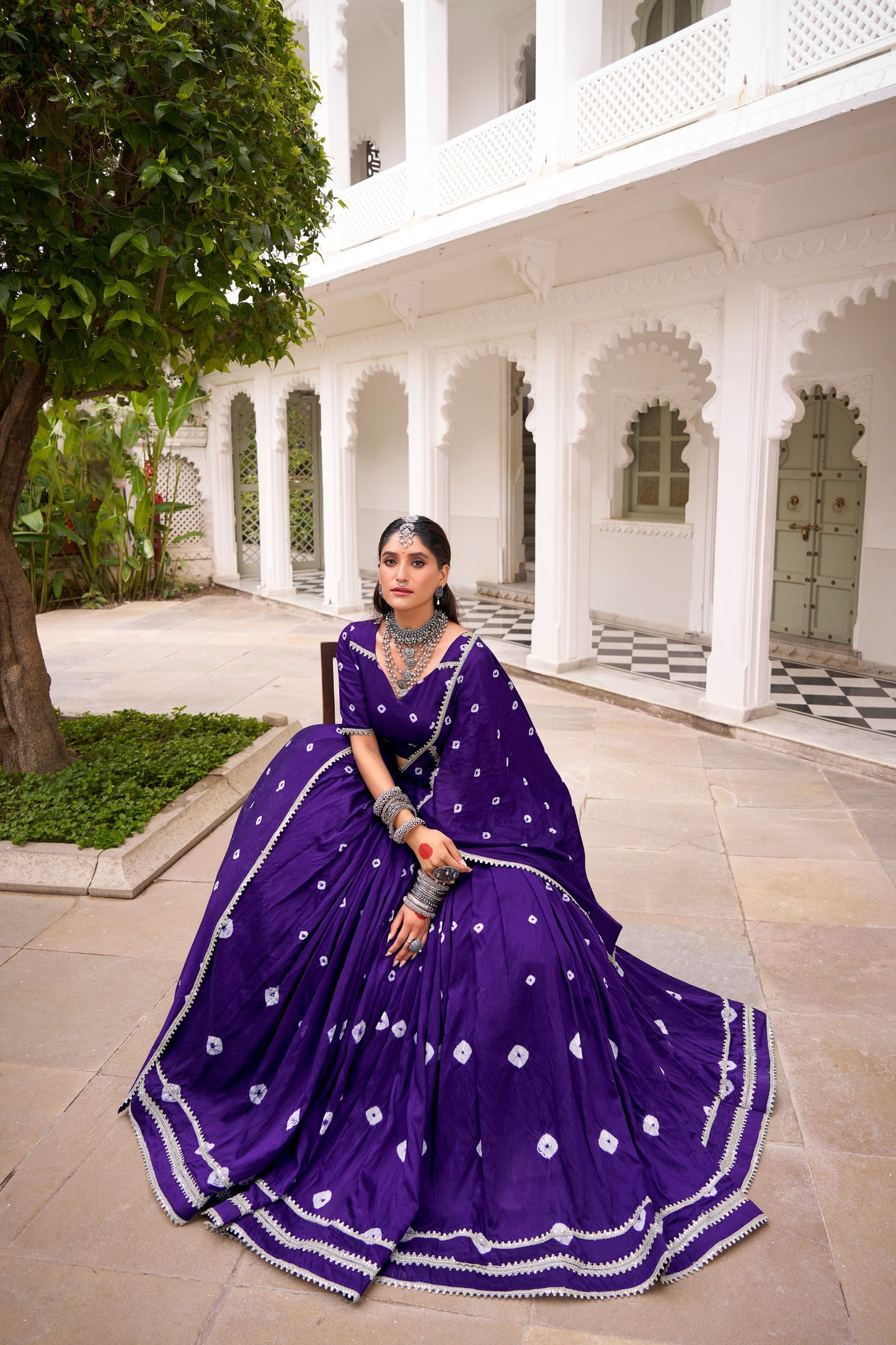Premium Soft Chanderi Silk Bandhani Style Chaniya Cholis Fully Stitched