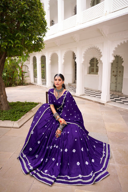 Premium Soft Chanderi Silk Bandhani Style Chaniya Cholis Fully Stitched