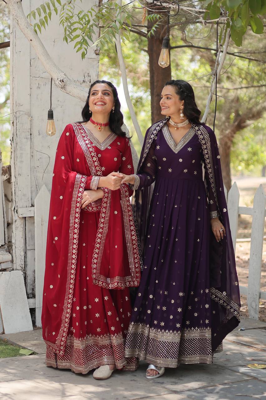 Premium Purple Anarkali Gown Fully Stitched