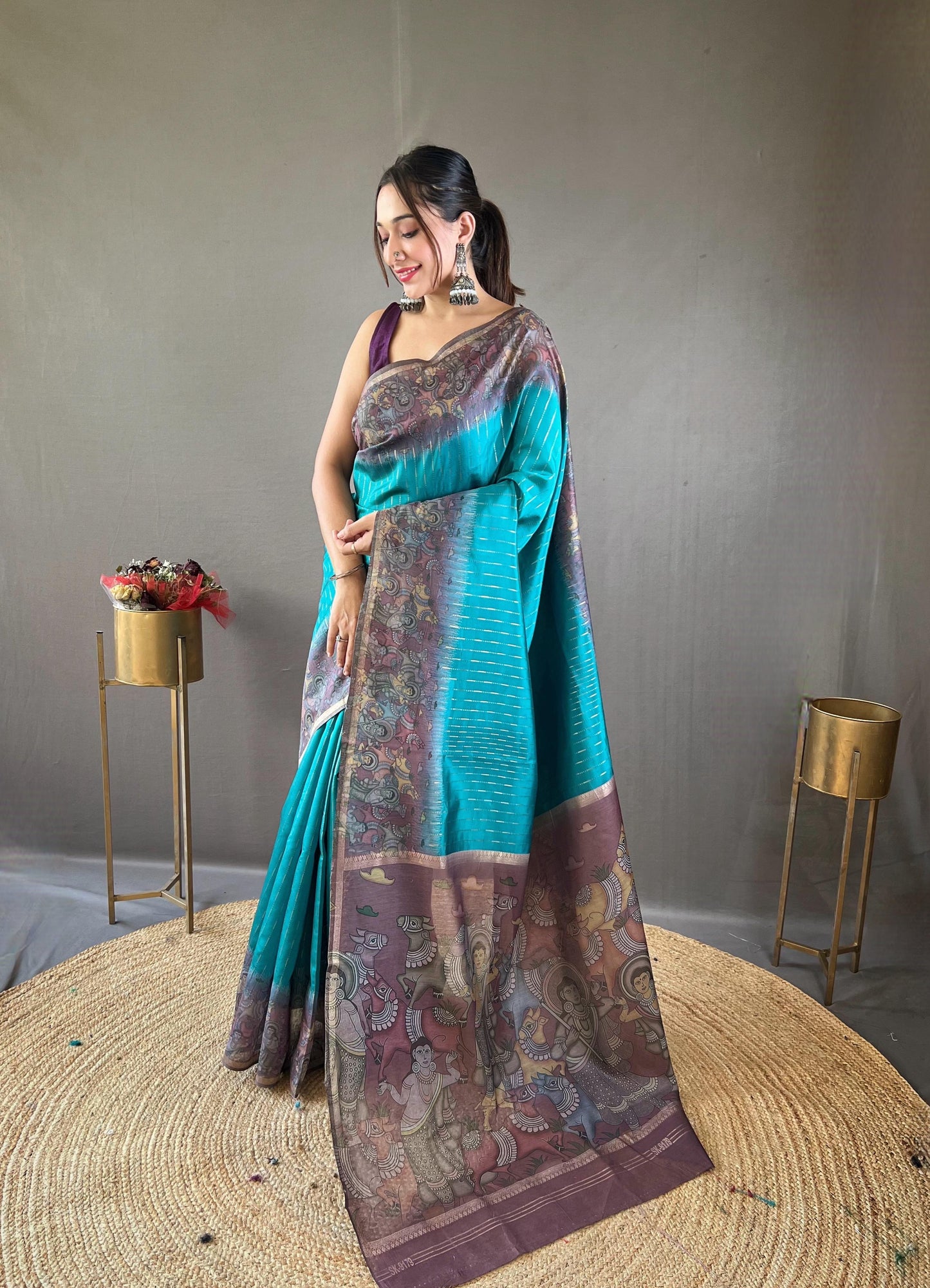 Smriti - Soft Chanderi Silk Saree with Prints and Stitched Blouse Options
