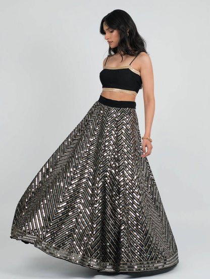 Premium Black fully stitched lehenga