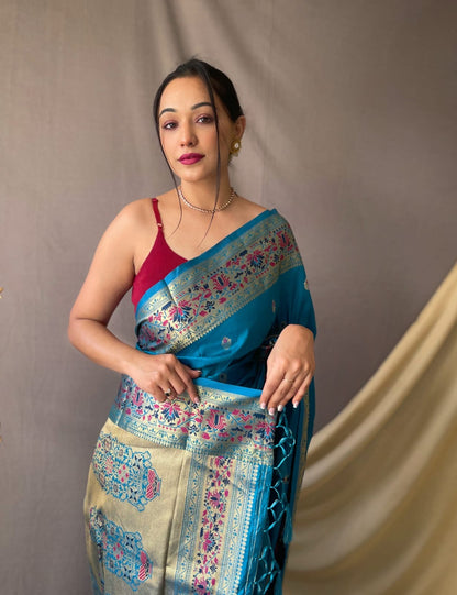 Pure paithani silk saree with stitched blouse
