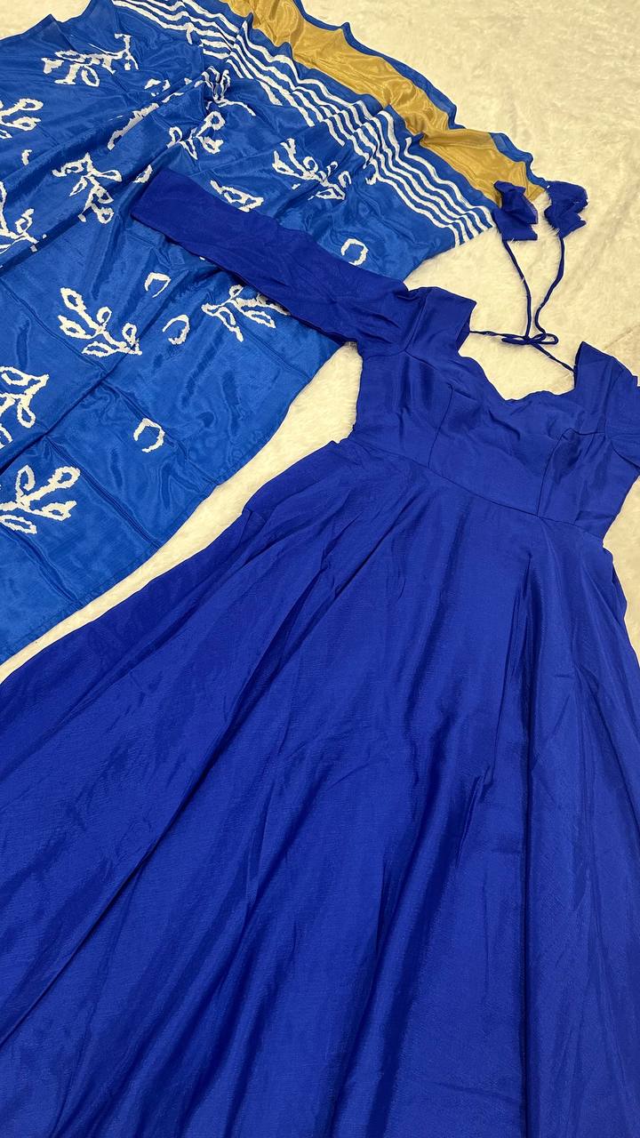 Royal Blue Silk Anarkali Gown Fully Stitched