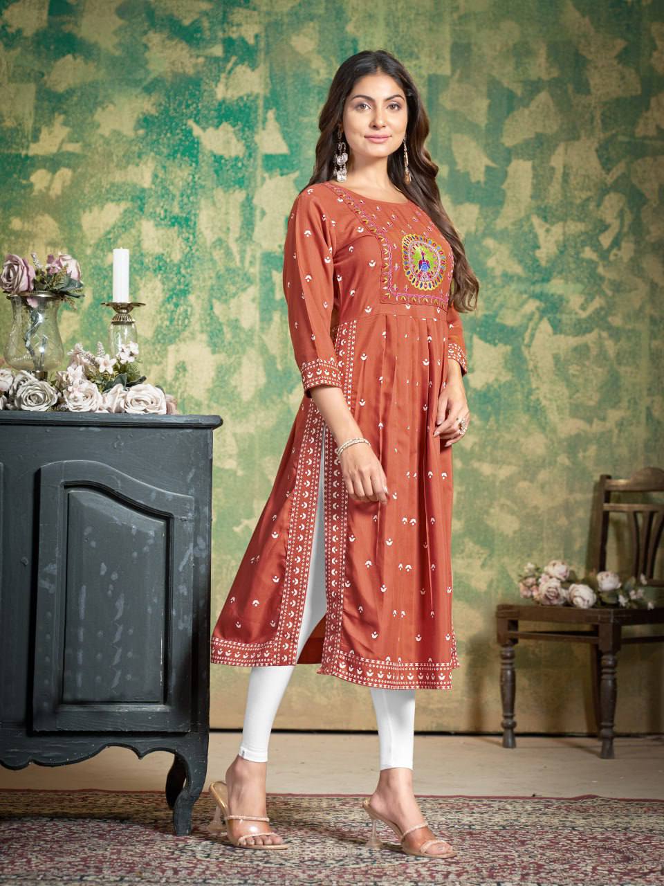 Sakhi - Soft Cotton Embroidered Kurti Set