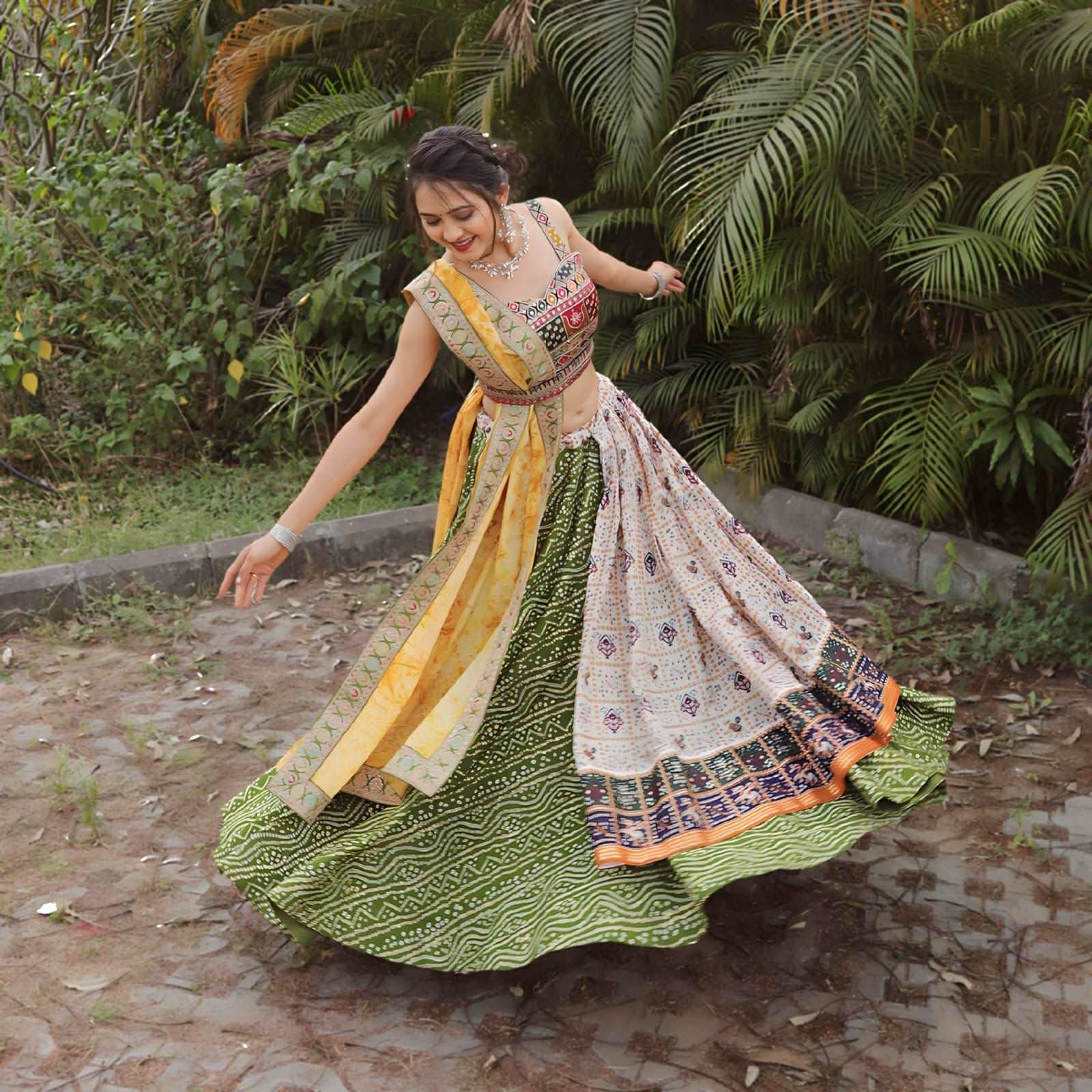 Mitawa - Pastel bandhej printed premium lehenga