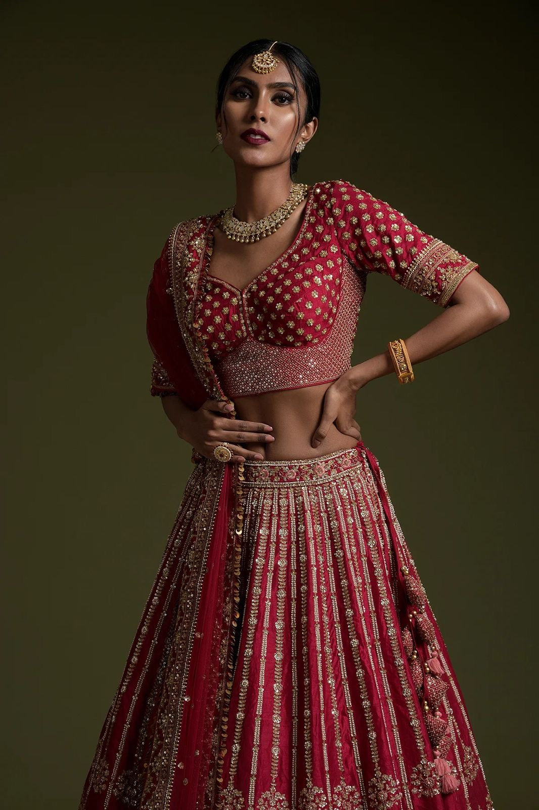 Cherry Pink Silk Heavy Embroidered Lehenga with Thread and Sequins Work Fully Stitched