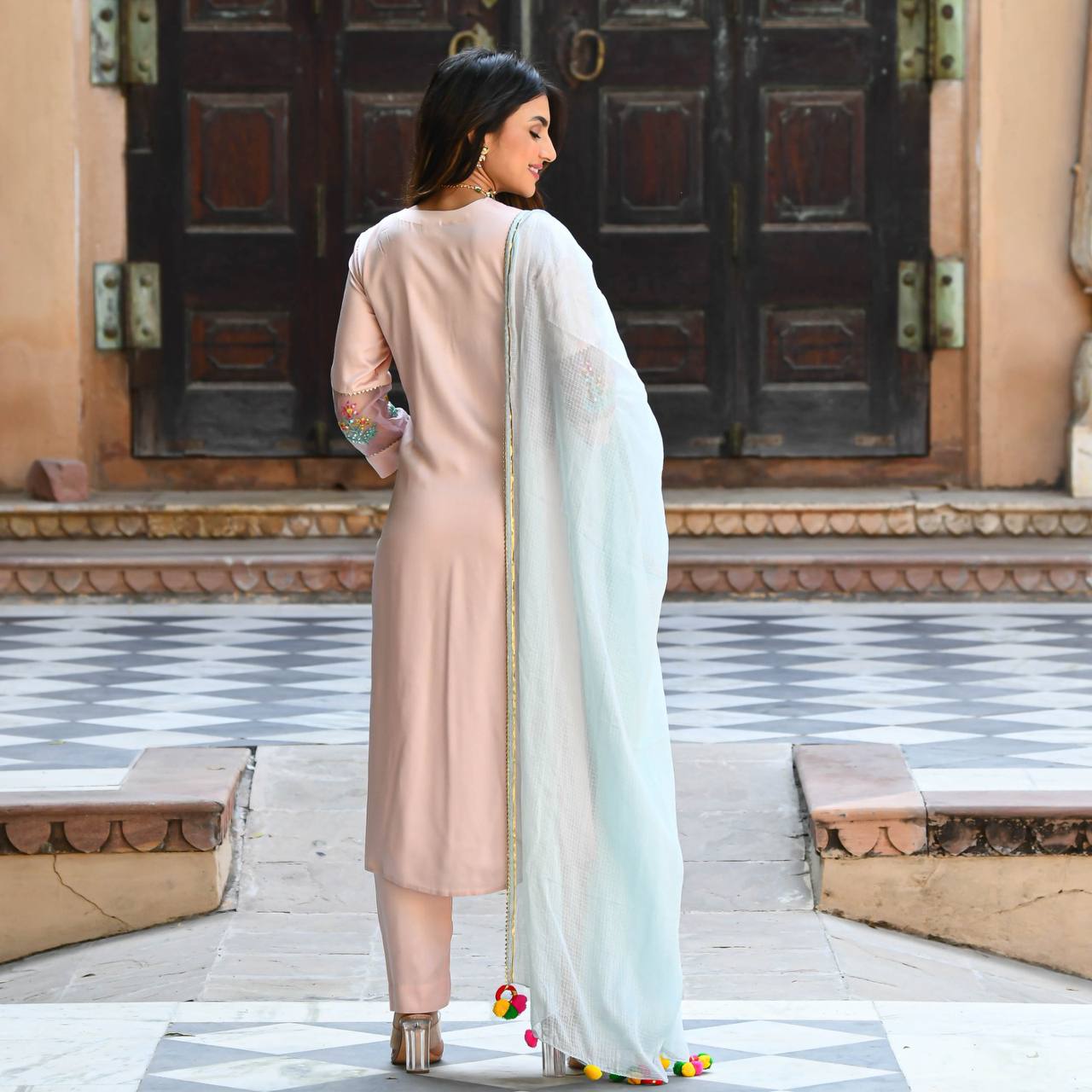 Light peach kurta set