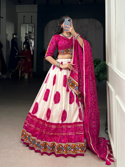 Beautiful Bandhej Print Silk Lehenga Choli Fully Stitched