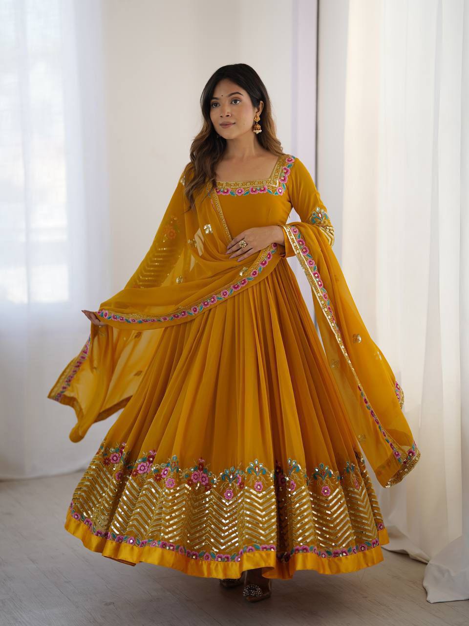 Antara - Premium Soft Georgette Anarkali Gown Fully Stitched
