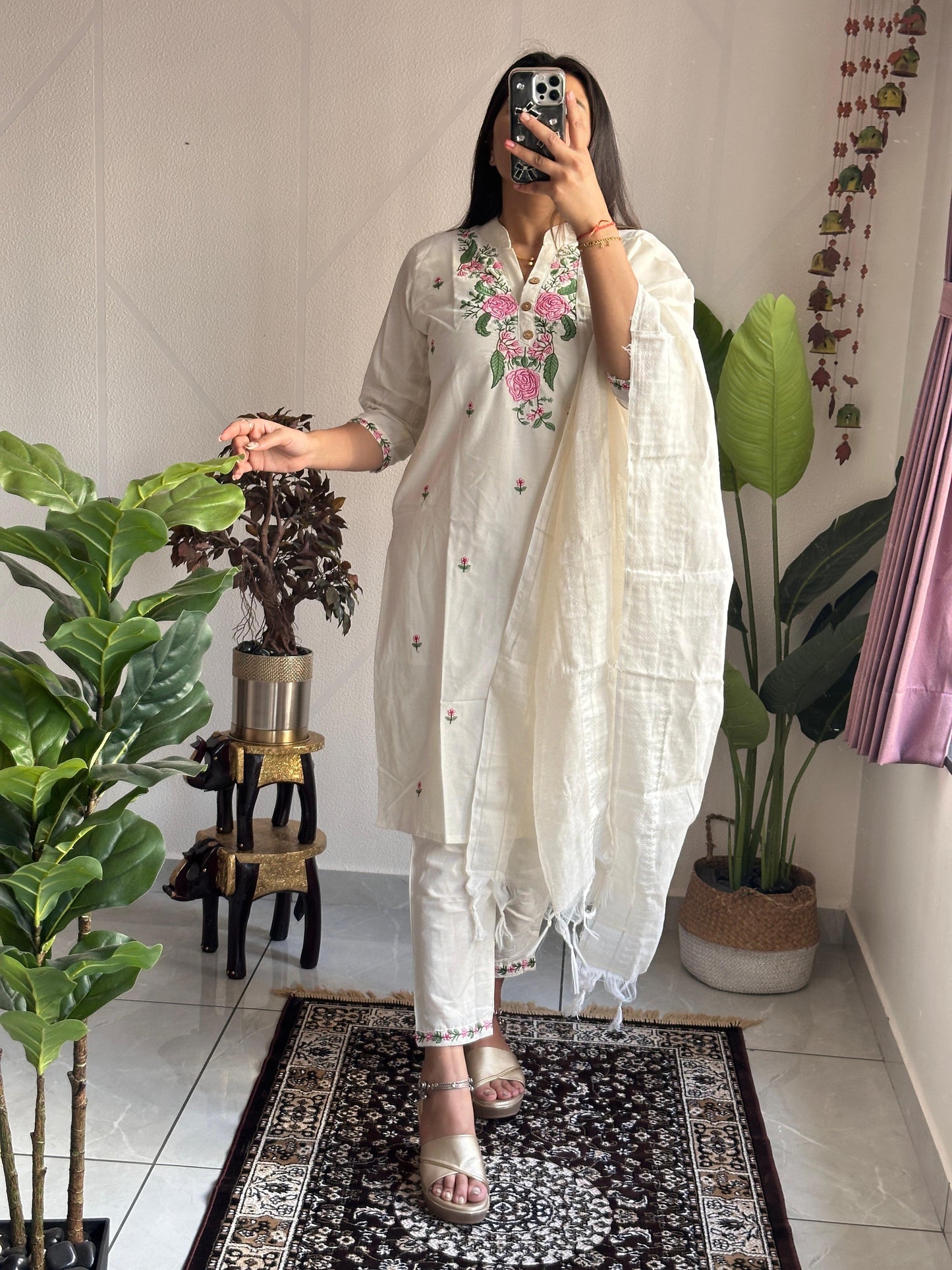 Chandni Aura -Premium Soft Cotton Embroidered Kurti Set