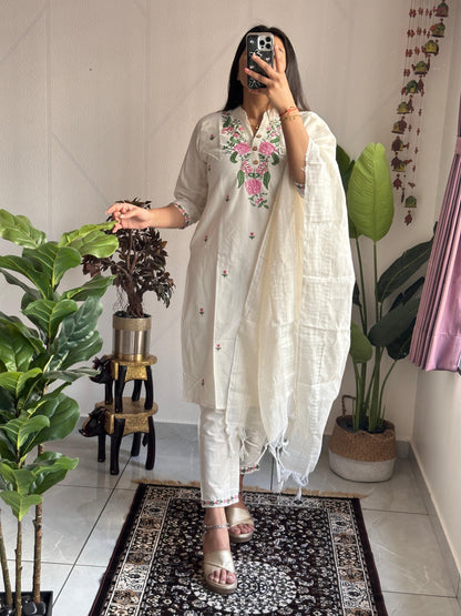 Chandni Aura -Premium Soft Cotton Embroidered Kurti Set